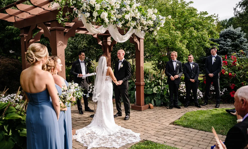 Wedding ceremony at Sweetgrass Pavilion at Crystal Springs Resort in NJ