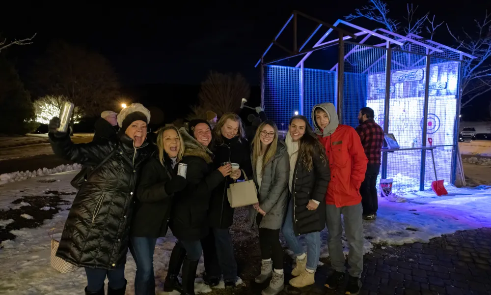 A group of employees enjoying a night of fun at Crystal Springs Resort