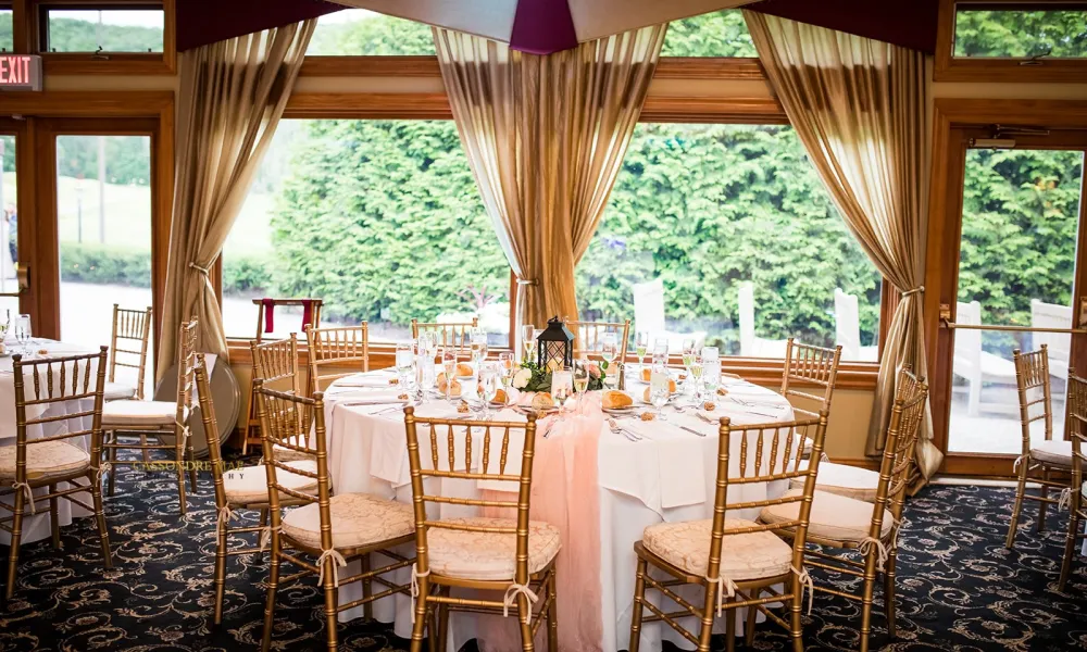 Wedding reception table setting.