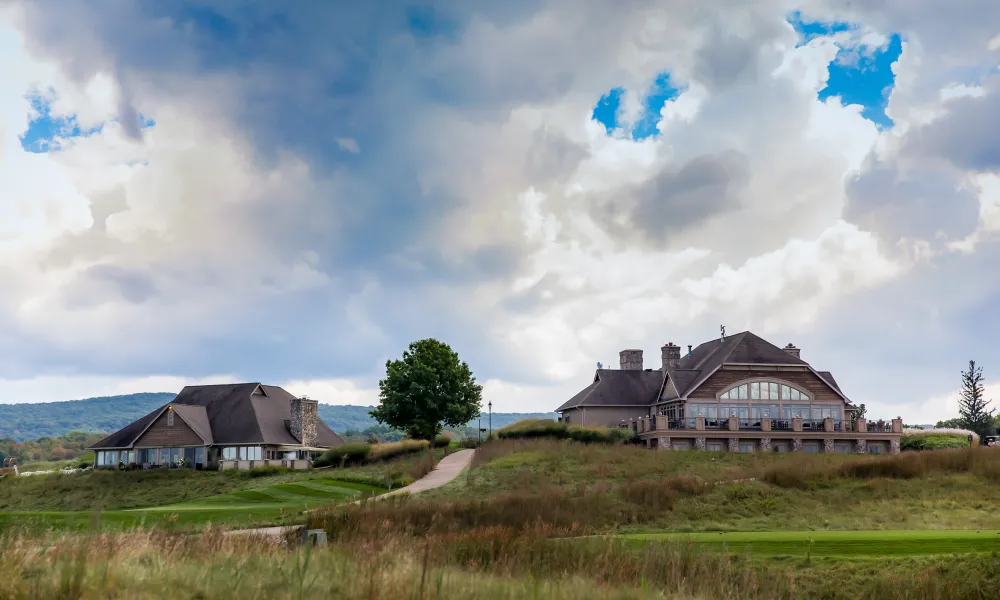 View of Ballyowen Clubhouse from the golf course