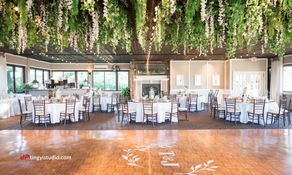 Elegant wedding reception decor at Ballyowen Golf Club