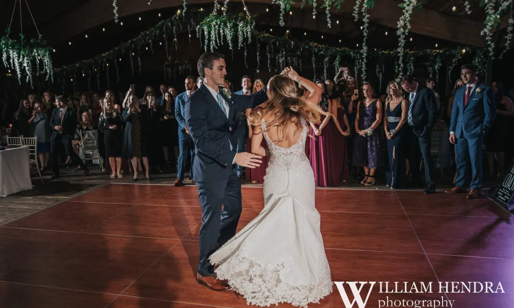 Bride and Groom dancing at Sweetgrass Pavilion