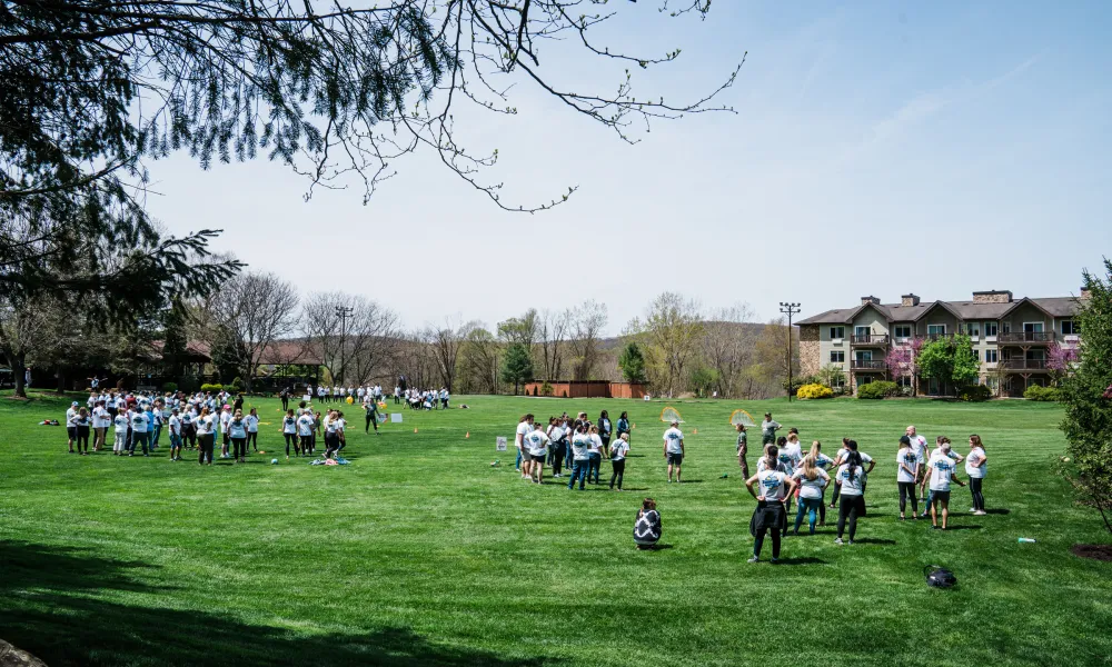 Corporate teambuilding activities on the Great Lawn at Minerals Hotel