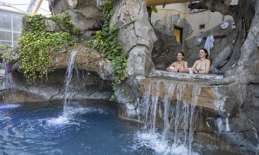 Girlfriends relaxing in the hot tub at a resort closer to NYC