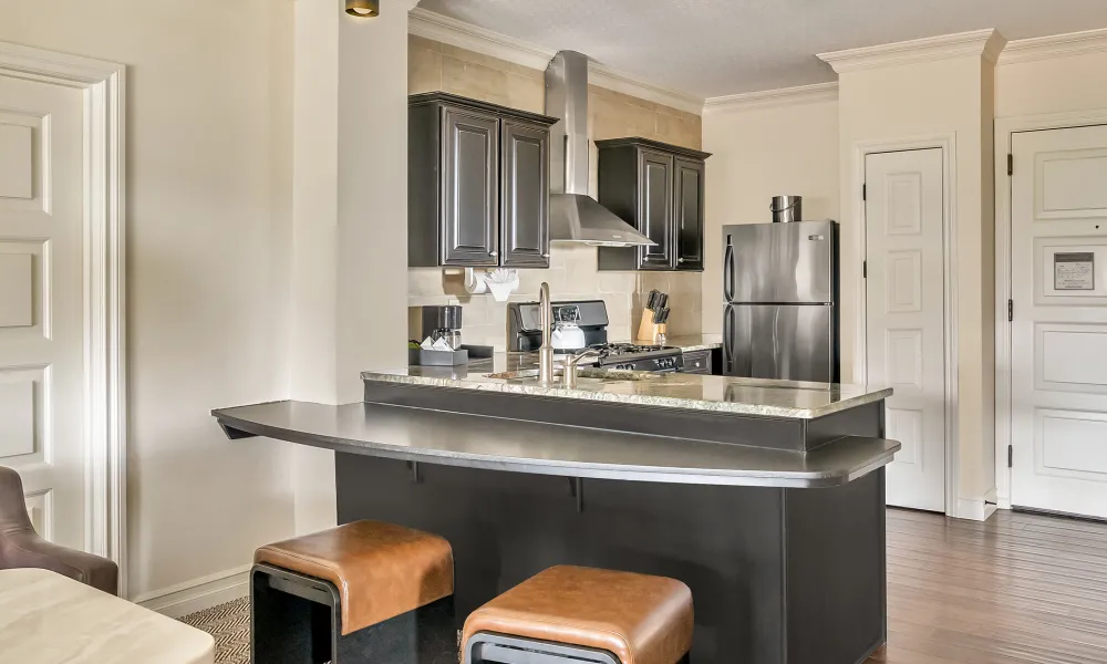 Kitchen area in hotel suite at Grand Cascades Lodge