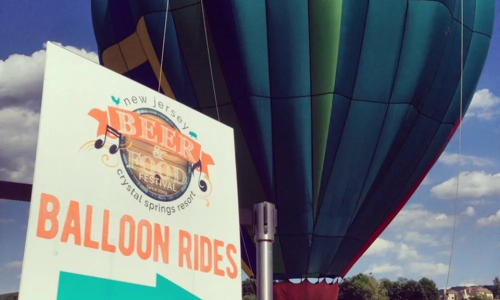 Hot air balloon rides sign at NJ Beer &amp; Food Festival