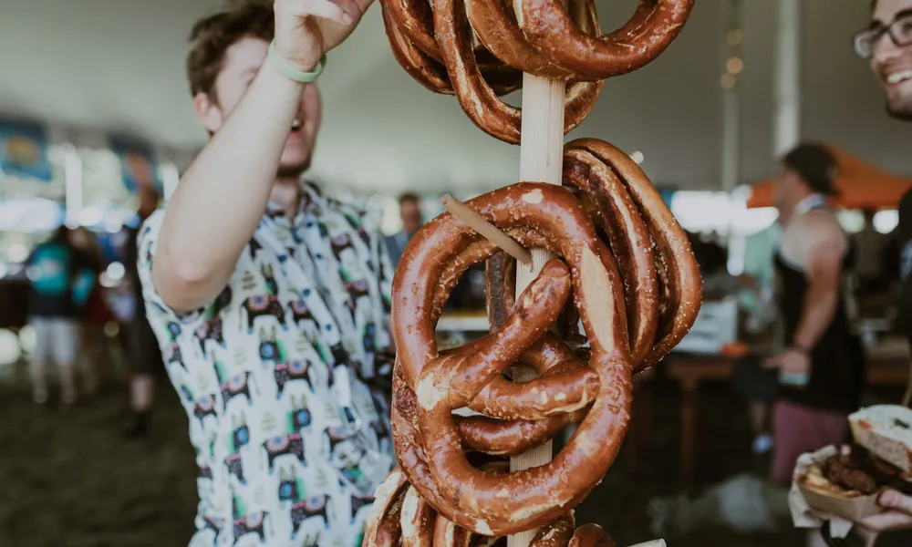 Soft pretzel tower at NJ Beer &amp; Food Festival