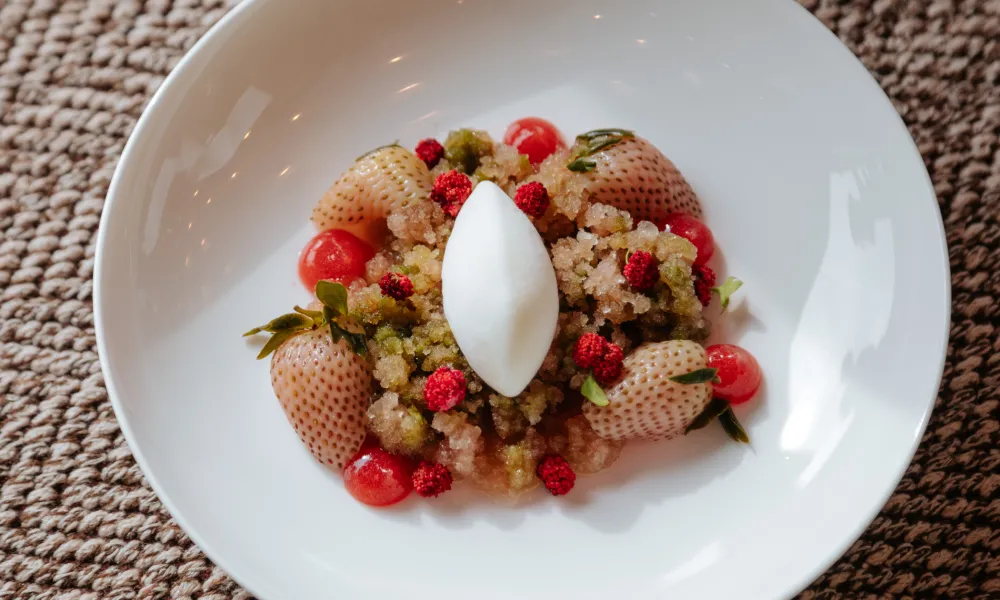 Restaurant Latour dish with strawberries.