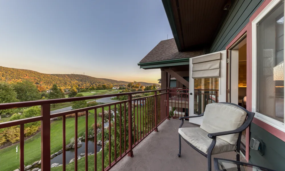 Balcony room overlooking putting green at Crystal Springs Resort