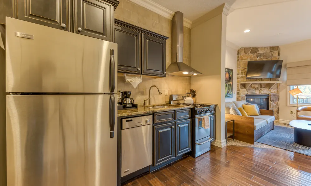 Kitchen area in hotel suite at Grand Cascades Lodge