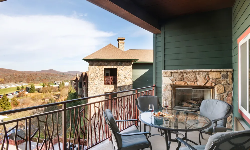 Sitting area on balcony at Grand Cascades Lodge