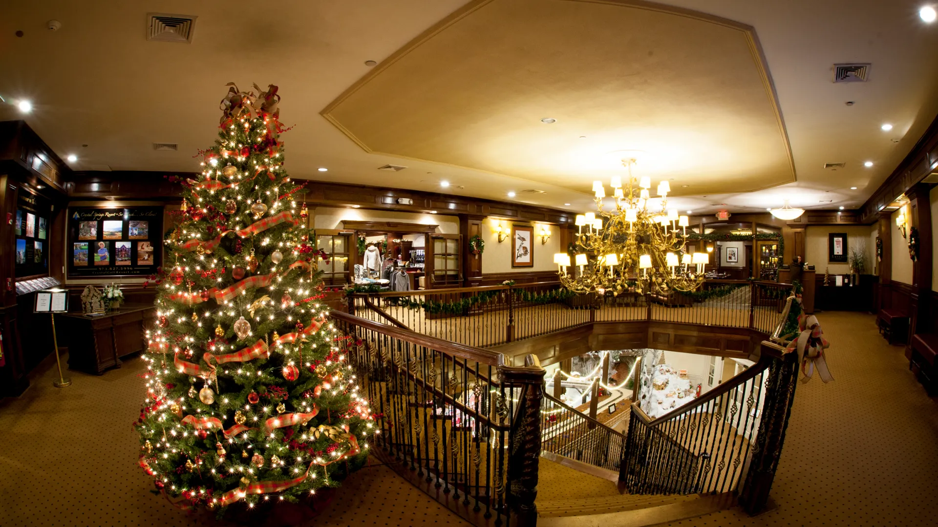 Interior of Crystal Springs Golf Club with Christmas decorations