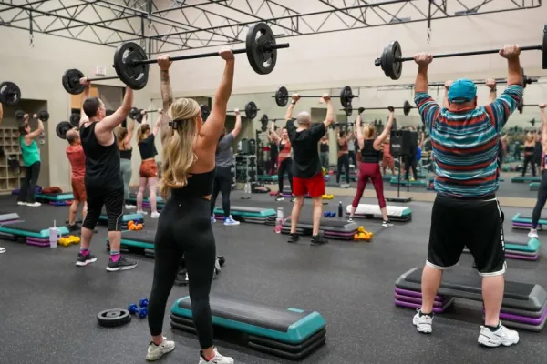 Body pump class with Sally.