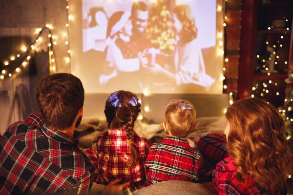 Family watching a holiday movie