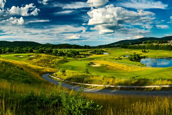 Panoramic view of Wild Turkey golf course at Crystal Springs Resort