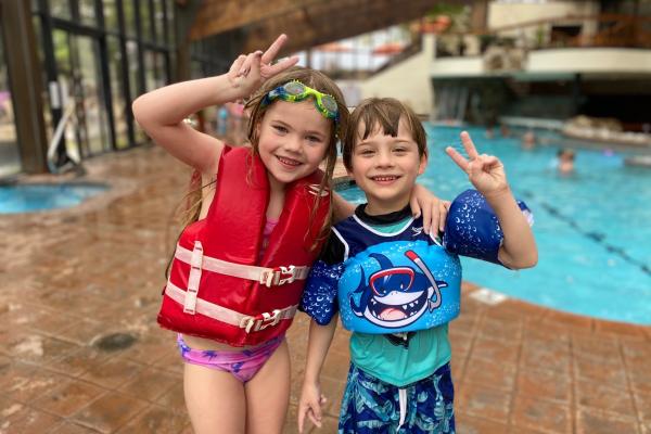 Children having fun at indoor Minerals pool