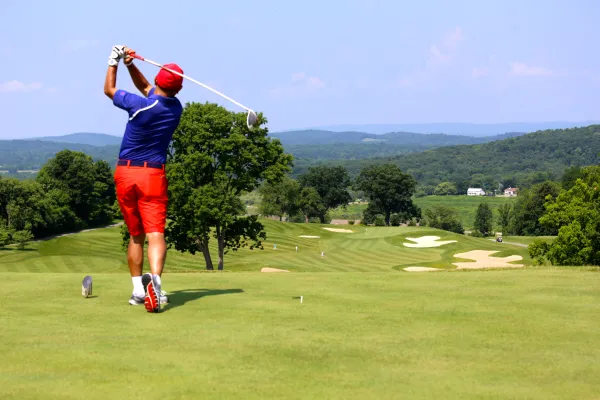 Golfer playing at a course at Crystal Springs Resort