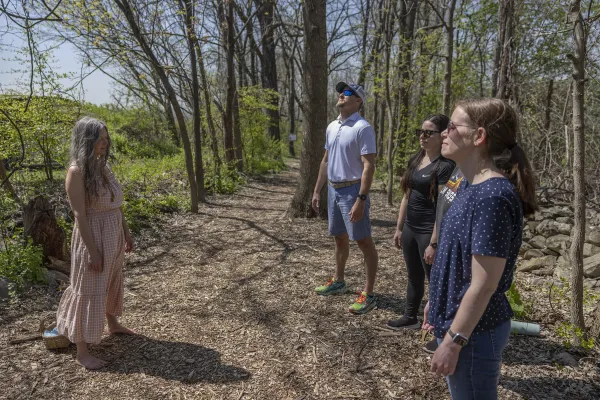 Group of four forest bathing at Crystal Springs Resort