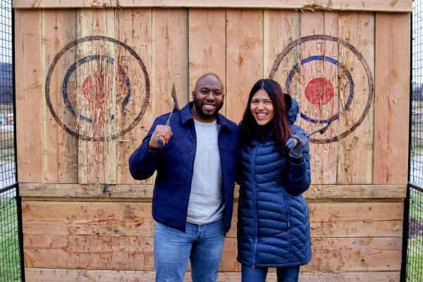 Couple axe throwing. 