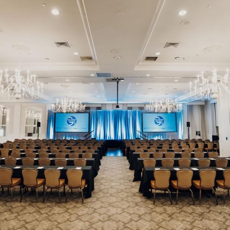 Emerald Ballroom set up for a meeting.