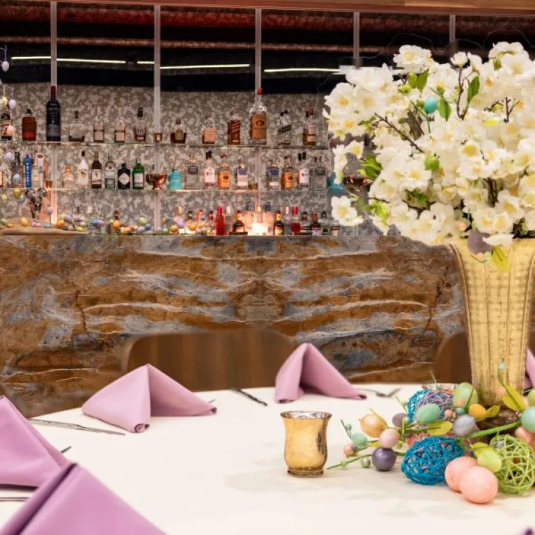 Easter table setup at Canyon Ballroom.