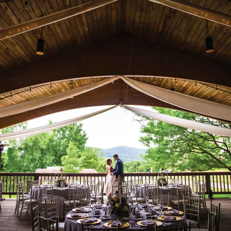 Wedding couple at Sweetgrass Pavillion