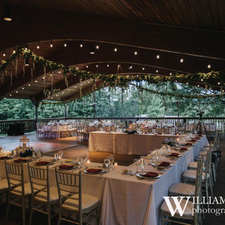 Sweetgrass Pavillion elegant set up for wedding reception