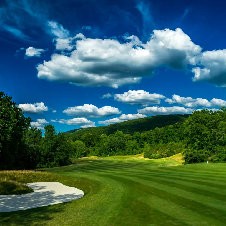 A view of the fairway at Cascades Golf Club at Crystal Springs Resort