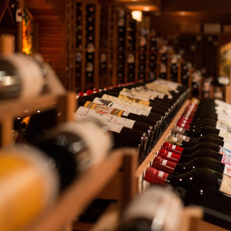 Wine Cellar bottle display.