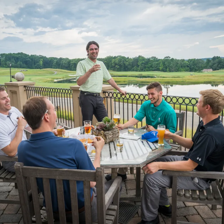 Group of guys enjoying outdoor dining at Ballyowen Golf Club