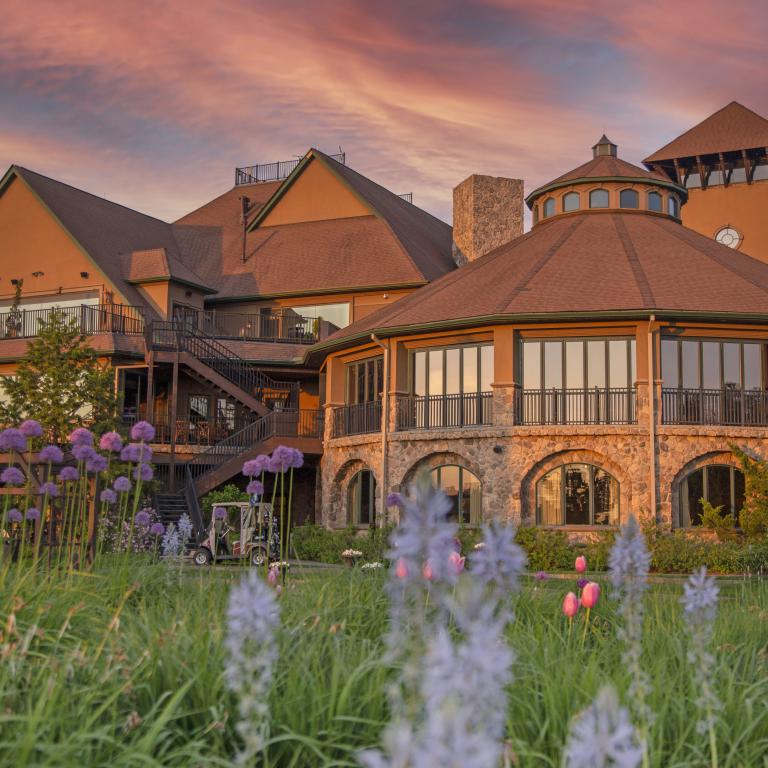 The Crystal Springs Clubhouse during beautiful Pink Sunset