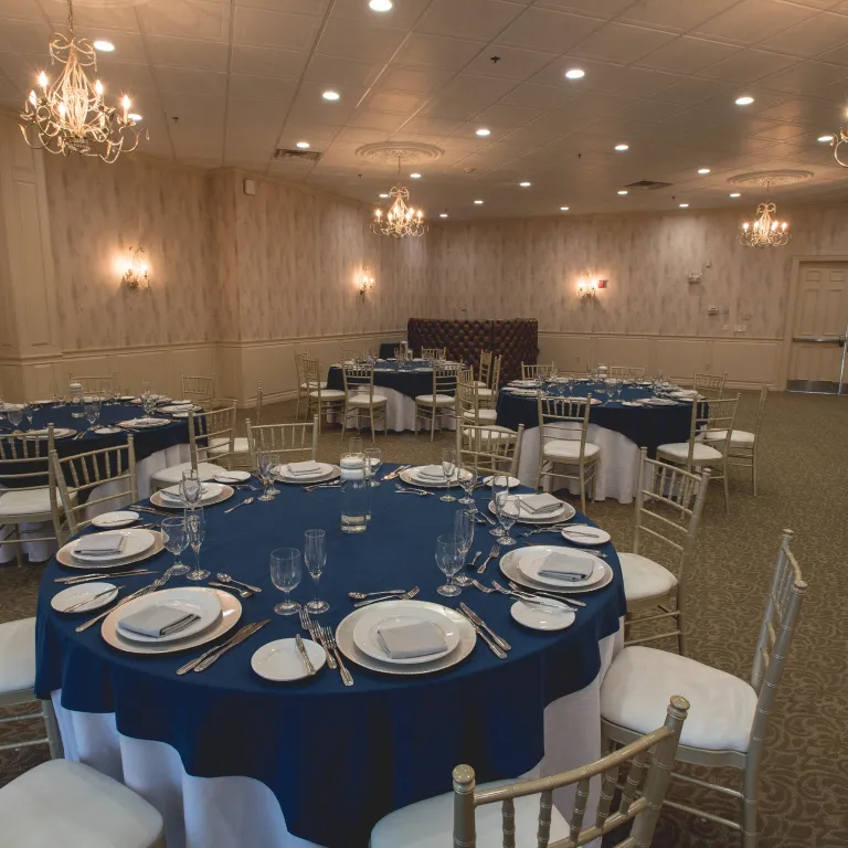 Tables set up in the Diamond Ballroom at Minerals Hotel