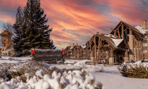 Grand Cascades Lodge entrance at Crystal Springs Resort in NJ