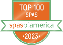 Top 100 Spas, Spas of America, 2023 badge.