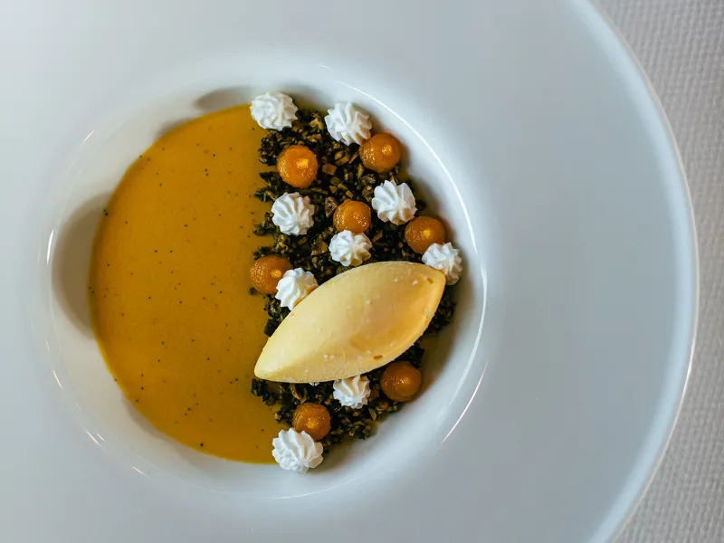 Panna cotta honeynut squash with toasted seeds