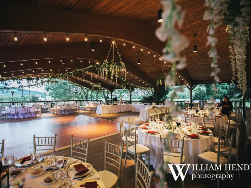 Wedding reception set up at Sweetgrass Pavillion at Crystal Springs Resort in NJ