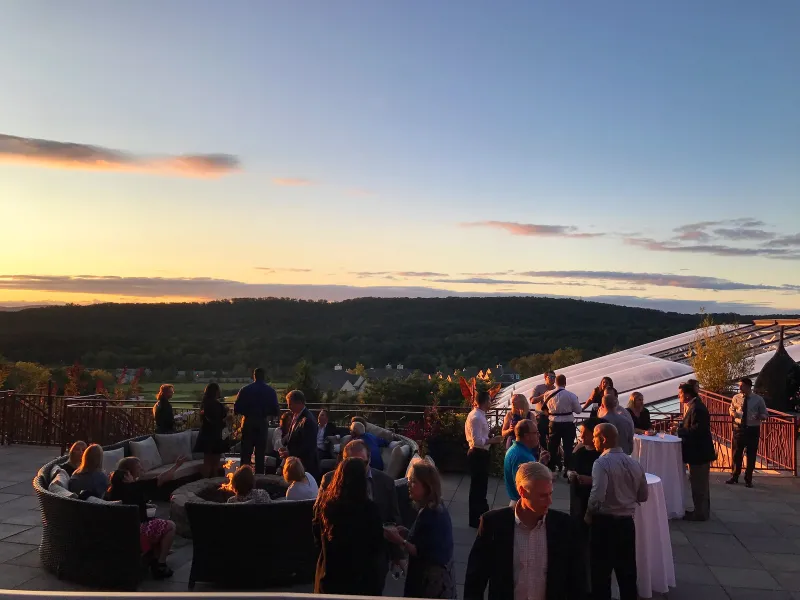 outdoor event space with view of sunset