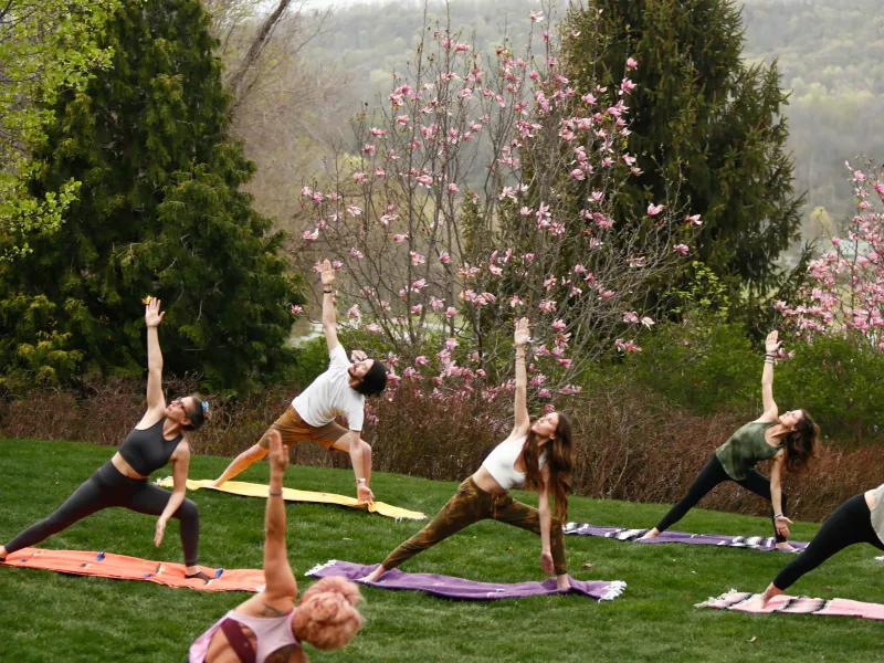 Group yoga at Crystal Springs Resort