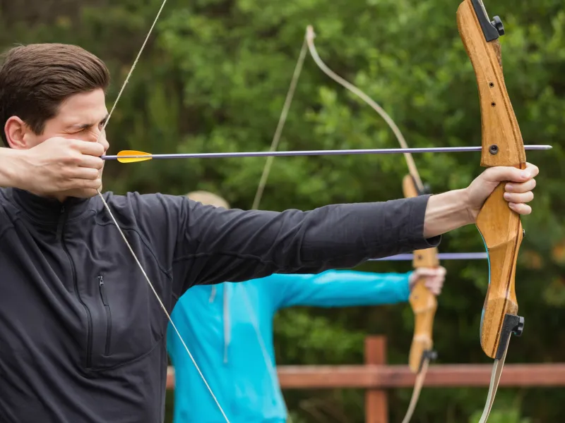 Male practicing archery. 