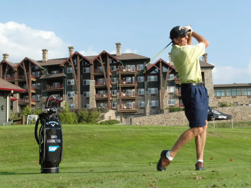 David Leadbetter golfing on a course at Crystal Springs Resort